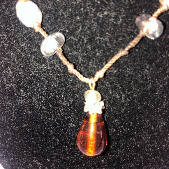 Elegant Beaded Necklace with Amber Accents - Picture 2 of 6